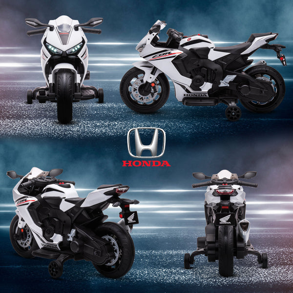 Honda Licensed Electric Motorcycle for Kids, 6V Rechargeable Battery, 3km/h Speed, White