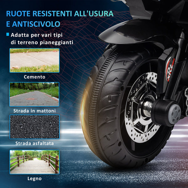 Electric Motorcycle for Children 3-5 Years Max. 25kg with Lights, Music, 6V Battery and 3km/h Speed, 86x42x52 cm Blue