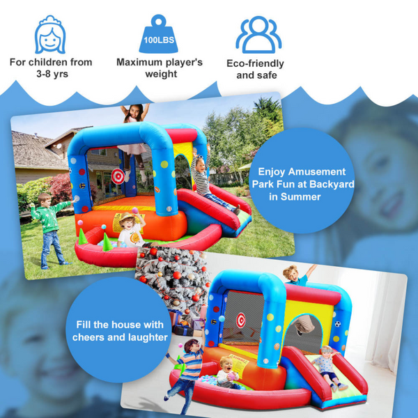 "Party n' Jump" Bouncy Castles with Slide & Ball Pit / Splash Pool-Multi Colour Dots