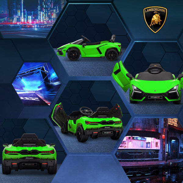 Electric Car for Children with LED Lights, Horn and Remote Control, in Plastic and Steel, 105x60x40 cm, Green