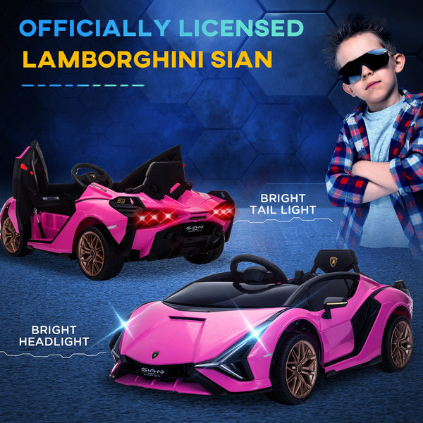 Electric Car for Children 3-5 Years Lamborghini 12V with Remote Control and Speed 3-5km/h, Pink