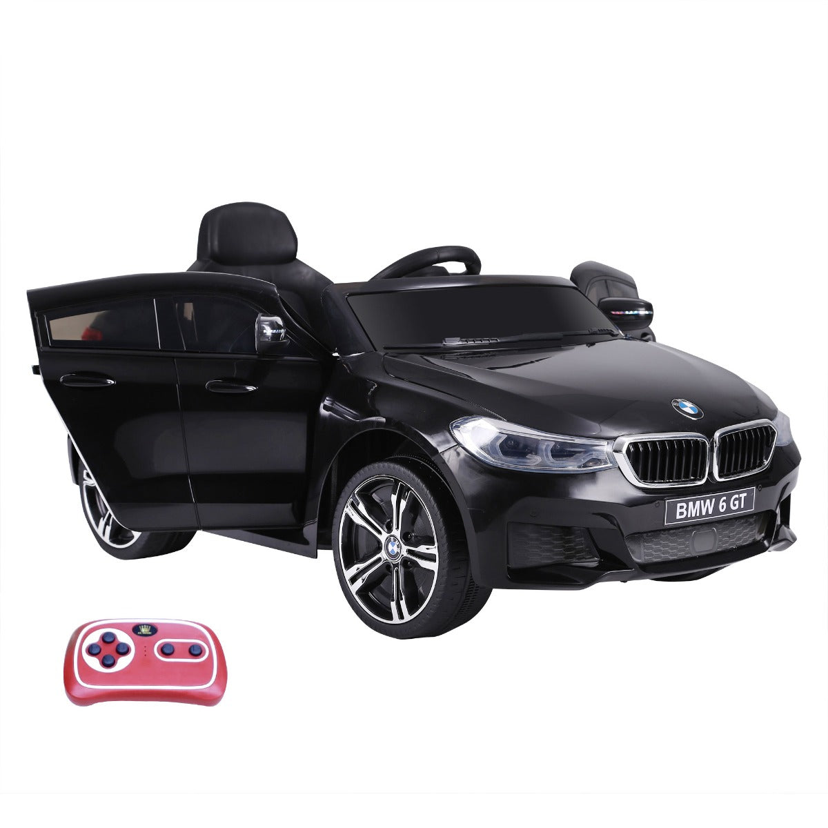 BMW 6GT 6V Electric Ride-On Toy Car, Remote Control Car with Music and LED Headlights, MP3 Player, Horn, 106 x 64 x 51 cm, Black