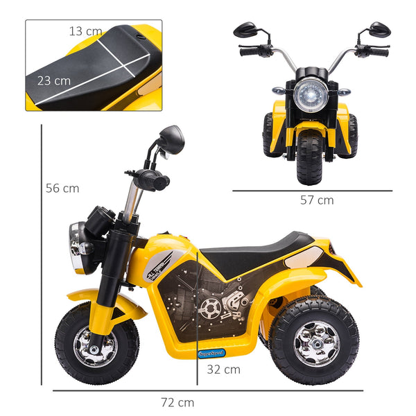 electric motorcycle for children 18-36 months 3 wheels rechargeable battery - yellow