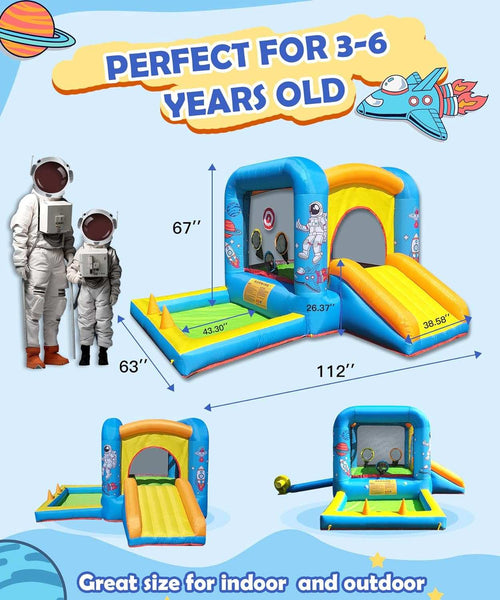 "Party n' Jump" Bouncy Castles with Slide & Ball Pit / Splash Pool -Astronaut fun
