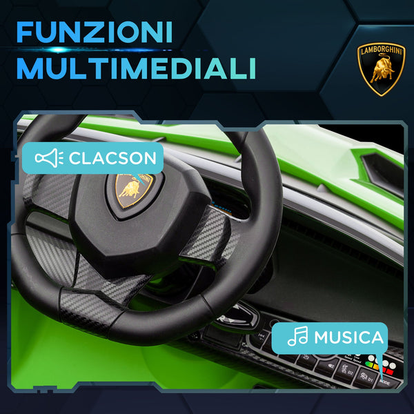 Electric Ride-On Toy Car Lamborghini Veneno 12V with Remote Control, Ages 3-6 Years, Green