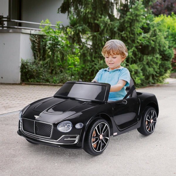 Bentley GT 6V Electric Ride-On Toy Car, with Dual Motors, Electric Car for Kids with Remote Control, Horn, Sounds, Headlights and 2 Opening Doors, 2.5-5 km/h, for 3-5 Years, Black