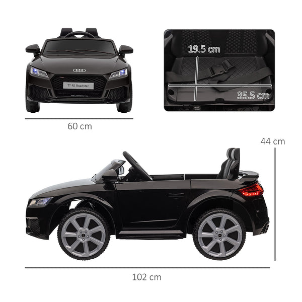 Electric Ride-On Car for Kids 3-5 Years AUDI TT with Remote Control, Opening Doors and LED Headlights, Black