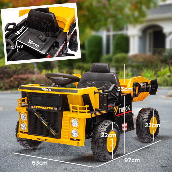 Truck for Children 3-5 Years with 12V Engine, Electric Car for Children with Music and Headlights, Yellow