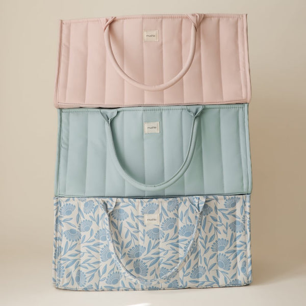 Mushie Diaper Caddy- Blue Flowers