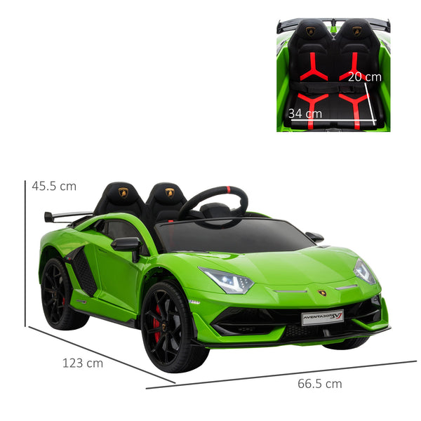 Electric Car for Children with Remote Control Lamborghini Aventador Brand, Ages 3-8 Years, Green