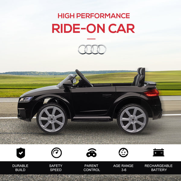 Electric Ride-On Car for Kids 3-5 Years AUDI TT with Remote Control, Opening Doors and LED Headlights, Black