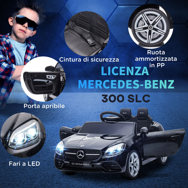 Electric Car for Children Licensed Mercedes SLC 300 with Remote Control, in PP and Metal, 107x62. 5x44 cm, Black
