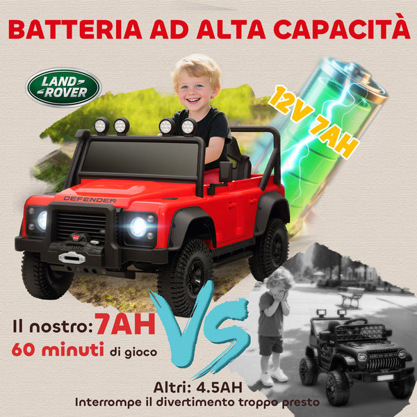 Electric Ride-On Toy Car for Kids Ages 3-5, Land Rover Official 12V with Remote Control, Suspension, LED Lights, Red