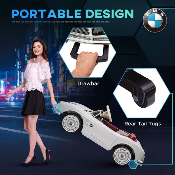 Licensed BMW 507 2-Door Electric Ride-On Toy Car with Horn and Remote Control, 115x55x47cm, White