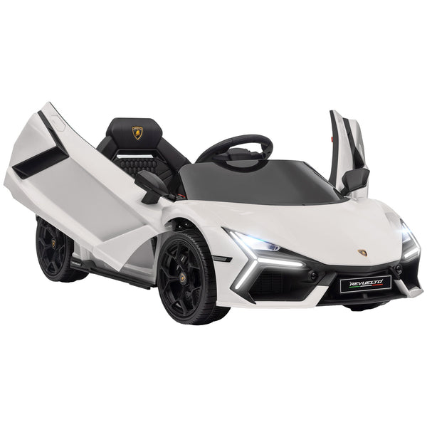 Electric Car for Children with LED Lights, Horn and Remote Control, in Plastic and Steel, 105x60x40 cm, White