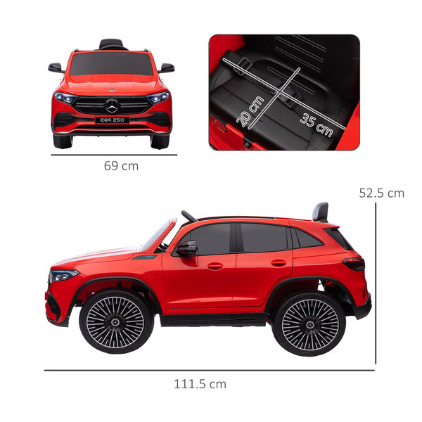 Electric Ride-On Car for Kids 3-8 Years with Remote Control, Headlights and Horn, Red and Black