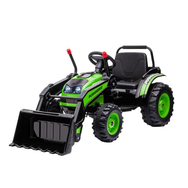 Battery Powered 6V Bulldozer Toy for Children 3-5 Years with Sounds and Lights, 132x62x65 cm, Green