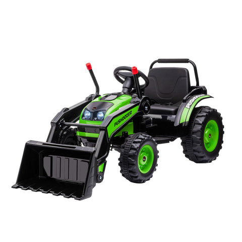 Battery Powered 6V Bulldozer Toy for Children 3-5 Years with Sounds and Lights, 132x62x65 cm, Green