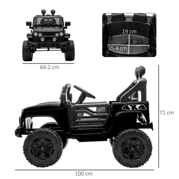 Electric Ride-On Car for Kids 3-6 Years 12V with Remote Control, Headlights and Horn, 100x64. 2x71 cm, Black