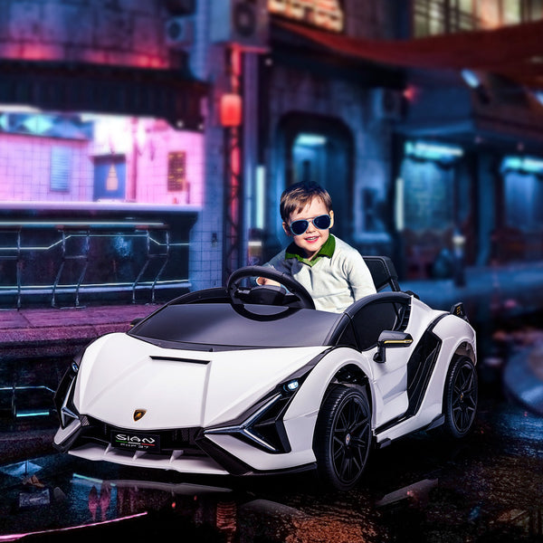 Electric Car for Children 3-5 Years Lamborghini 12V with Remote Control and Speed 3-5km/h, White
