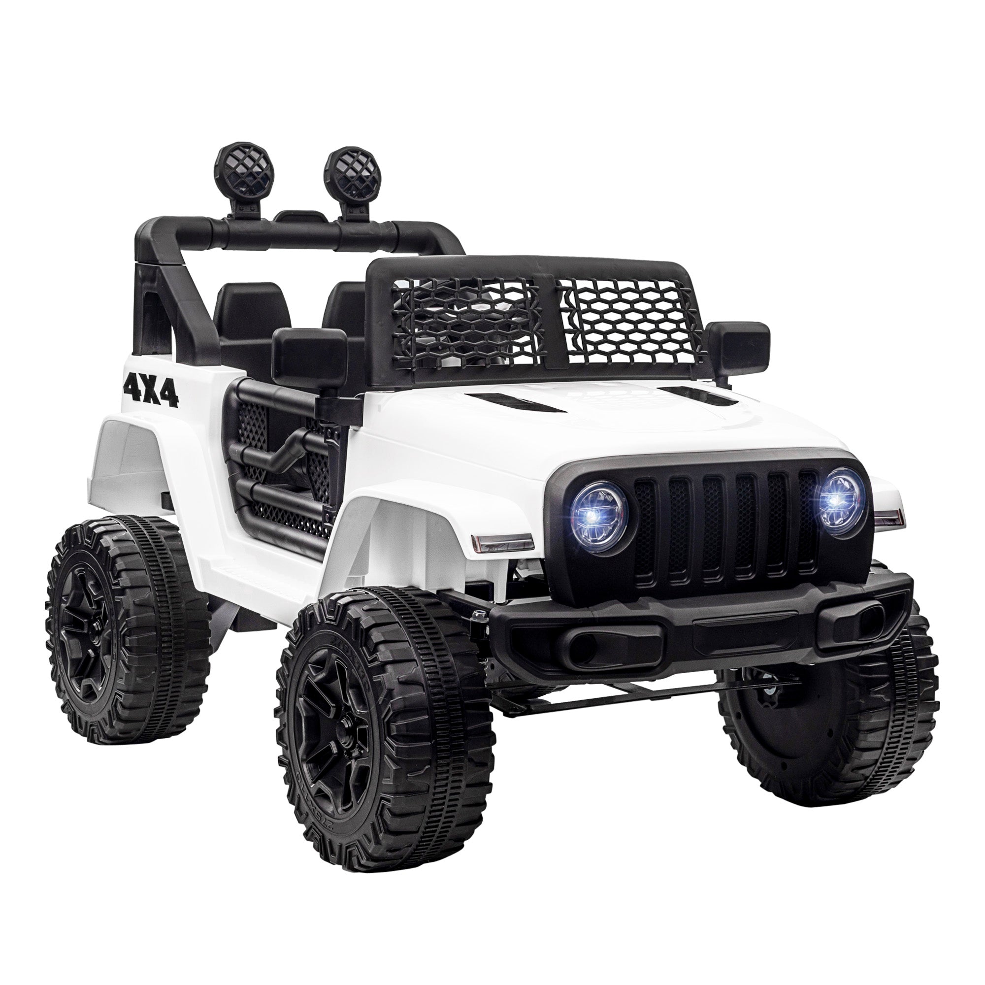 Electric Kids Car Jeep Off-Road with Remote Control and 2 Speeds, 100x65x72 cm, White