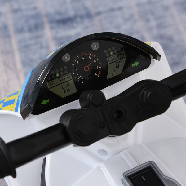 3-Wheeled Ride-On Toy Motorcycle for Kids 18-36 Months Police Style with Music and Headlights, Blue