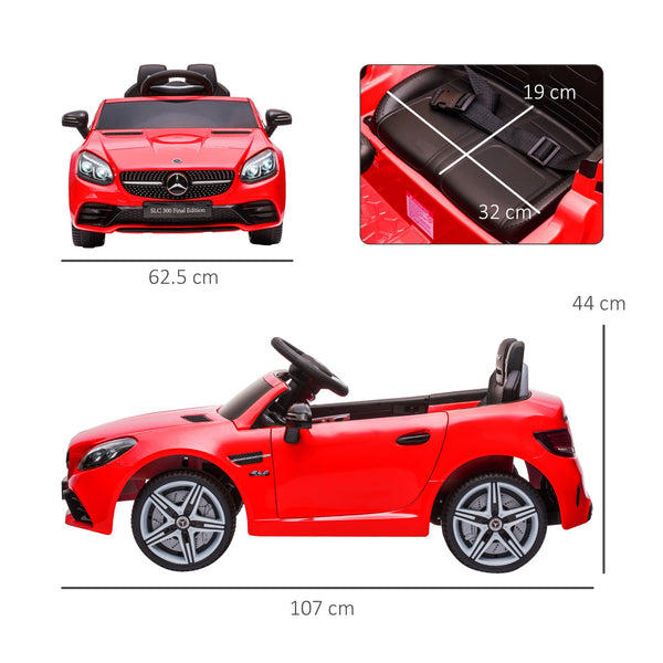 Electric Car for Children Licensed Mercedes SLC 300 with Remote Control, in PP and Metal, 107x62.5x44 cm, Red