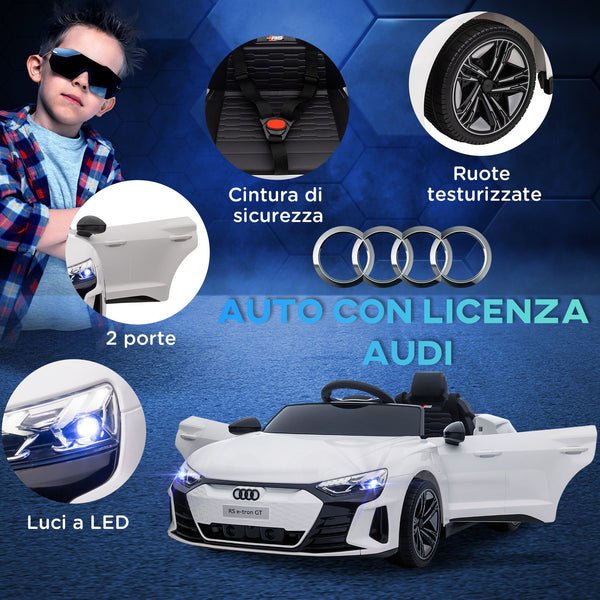 Audi Electric Car for Children 3-5 Years with Remote Control, Suspension and Horn, 103x58x41 cm, White and Black