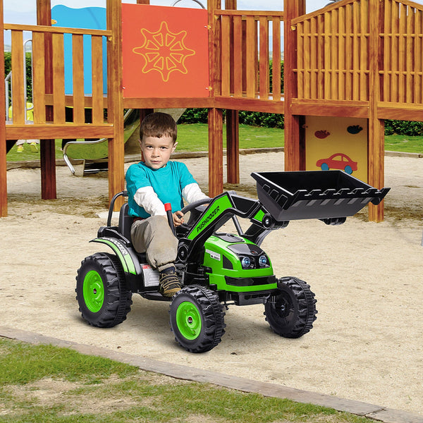Battery Powered 6V Bulldozer Toy for Children 3-5 Years with Sounds and Lights, 132x62x65 cm, Green
