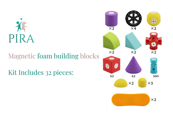 PIRA magnetic foam building blocks- 32 piece Set
