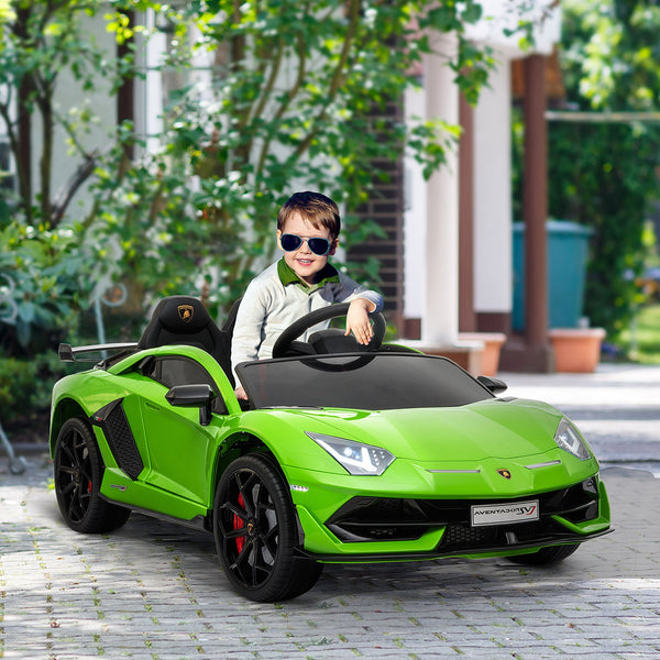 Electric Car for Children with Remote Control Lamborghini Aventador Brand, Ages 3-8 Years, Green