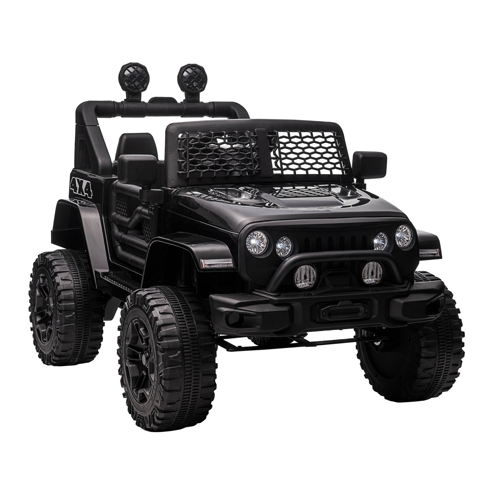 Electric Ride-On Car for Kids 3-6 Years 12V with Remote Control, Headlights and Horn, 100x64. 2x71 cm, Black