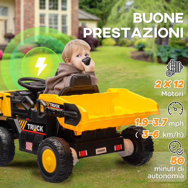 Truck for Children 3-5 Years with 12V Engine, Electric Car for Children with Music and Headlights, Yellow