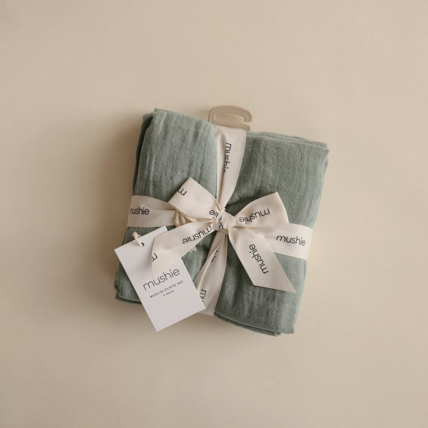 Mushie Muslin Cloth 3-pack - Roman Green
