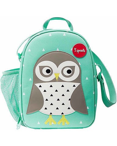 Thermal Lunch Bag with Shoulder Strap - Green Owl