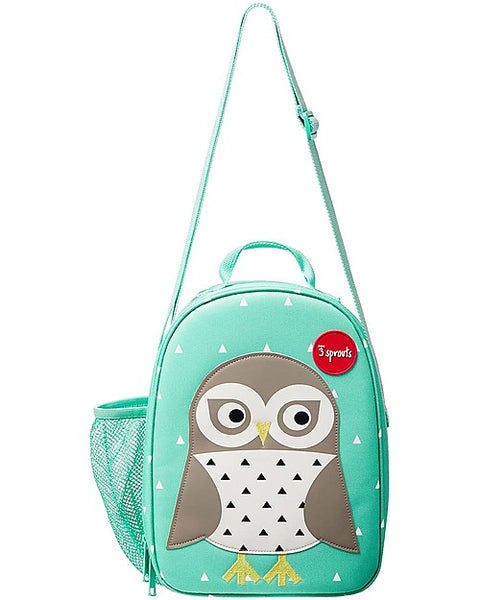 Thermal Lunch Bag with Shoulder Strap - Green Owl