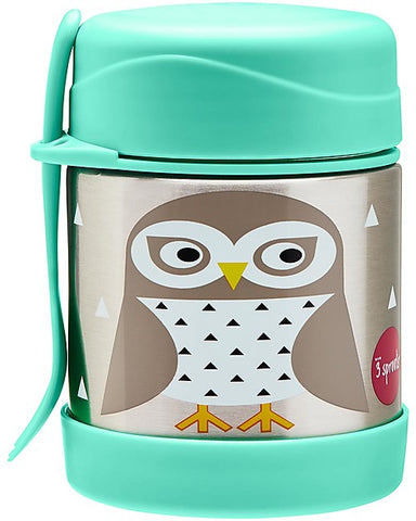 Stainless Steel Food Holder Thermos with Spoon-Fork, 350 ml - Green Owl