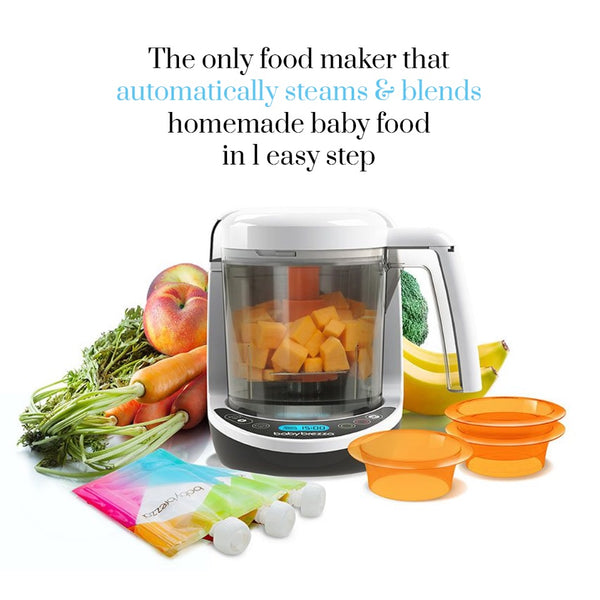 Baby Brezza One Step Food Maker Deluxe + FREE Reusable Pouches (3-Pack) & Weaning Guide