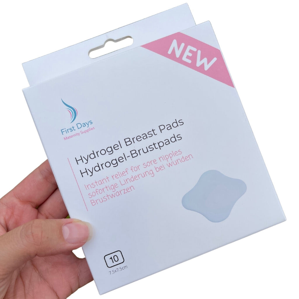  First Days Maternity - Hydrogel Breast Pads for Sore Nipples,  Instant Cooling Relief, Suitable for All Skin Types, Pads with Soft Fabric  Backing and 1 mm Thickness, 7.5 cm x