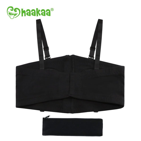 Haakaa Hands-Free Zip-Up Breast Pump Bra, Black