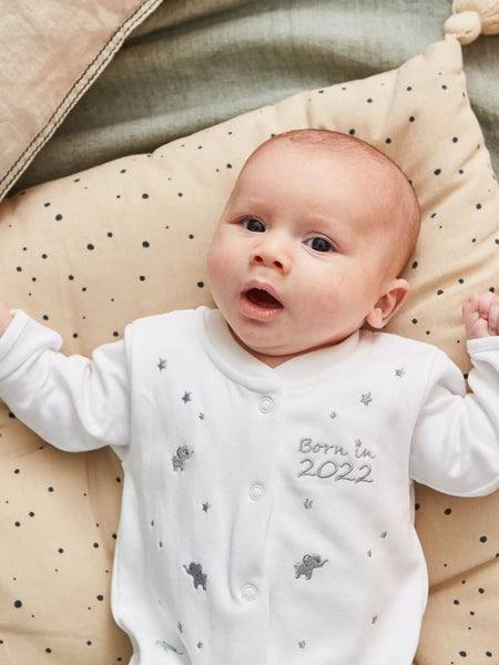 JoJo Born in 2022 Embroidered Baby Sleepsuit & Baby Hat