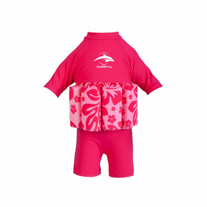 Konfidence Floatsuit with Sleeves – Lycra Buoyant Swimming Aid-PINK HIBISCUS