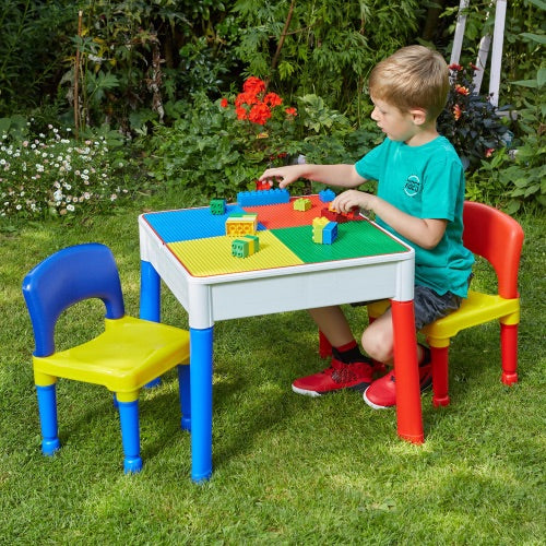 Liberty House 5 in 1 Multipurpose Activity Table & 2 Chairs Set, Red/Multi