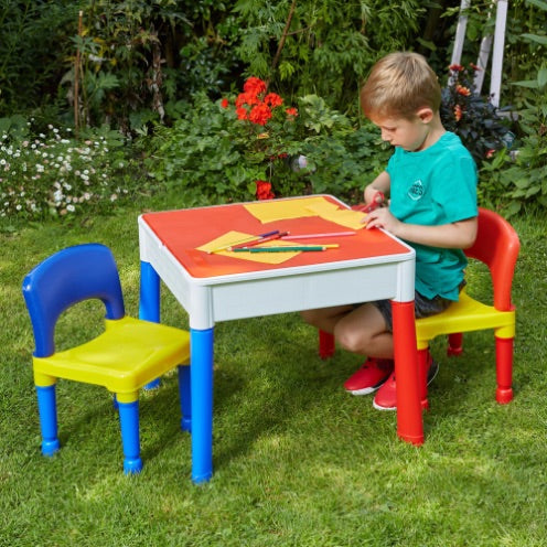 Liberty House 5 in 1 Multipurpose Activity Table & 2 Chairs Set, Red/Multi