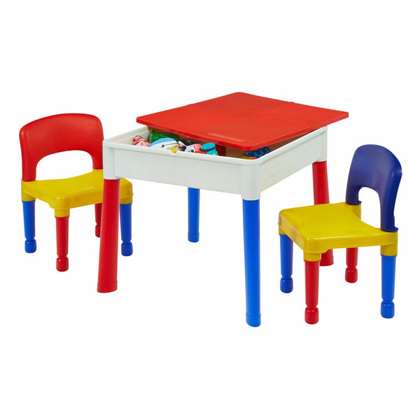 Liberty House 5 in 1 Multipurpose Activity Table & 2 Chairs Set, Red/Multi