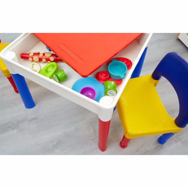 Liberty House 5 in 1 Multipurpose Activity Table & 2 Chairs Set, Red/Multi