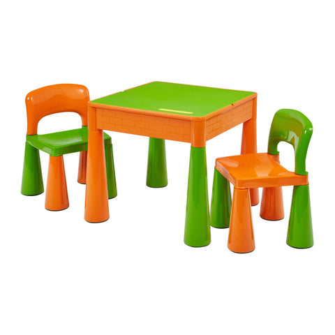 Liberty House 5 in 1 Multipurpose Activity Table & 2 Chairs Set – Orange/Green