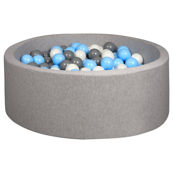 Larisa & Pumpkin Organic Cotton Light Grey Ball Pit with 200 (Grey/Blue/White) Balls