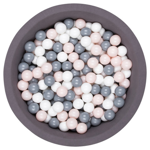 Larisa & Pumpkin Organic Cotton Grey Ball Pit with 200 (Grey/Powder/White) Balls