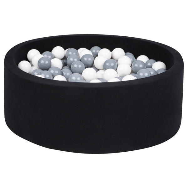 Larisa & Pumpkin Organic Cotton Black Ball Pit with 200 (Grey/White) Balls